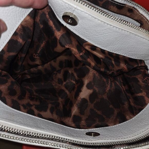 B. Makowsky Vintage White Pebble  Leather Shoulder Bag Purse - Picture 15 of 16